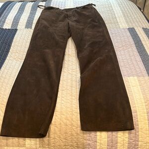 Suede pants in size six.